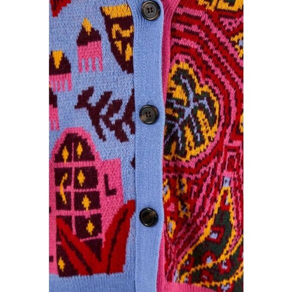 💕FARM RIO💕 Mixed Prints Cardigan  ~ Blue Tropical Magic + Tropical Stripes NWT - Picture 8 of 16